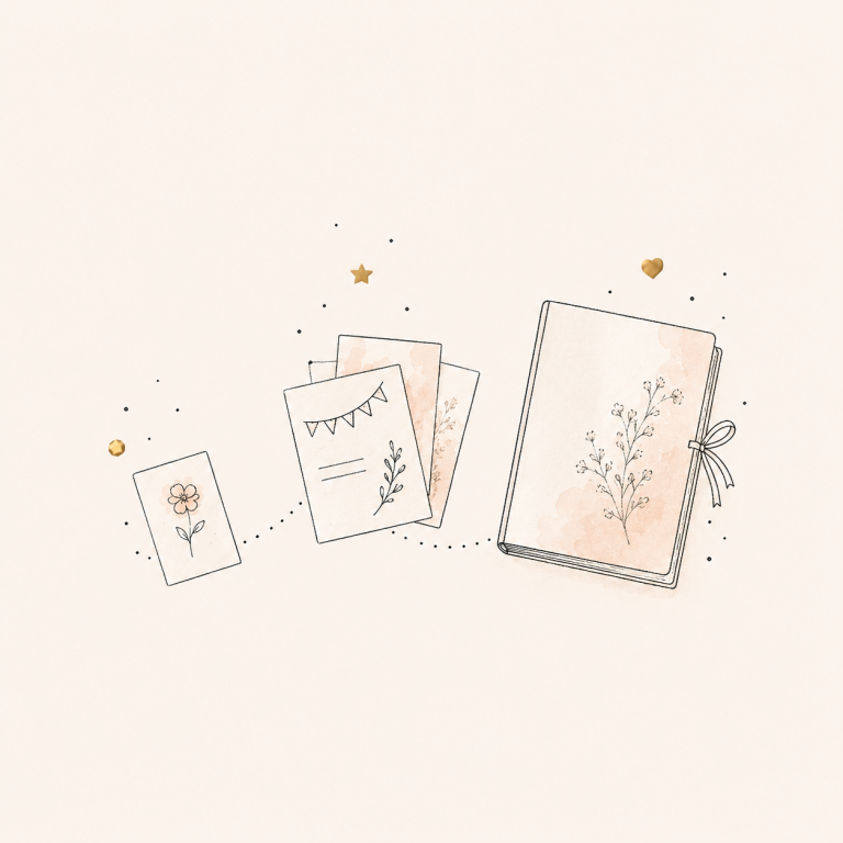 Illustration: Einladungskarten und Materialien für den Geburtstag