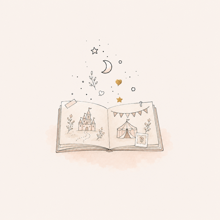 Illustration: aufgeschlagenes Märchenbuch als Symbol für das Geburtstagsthema